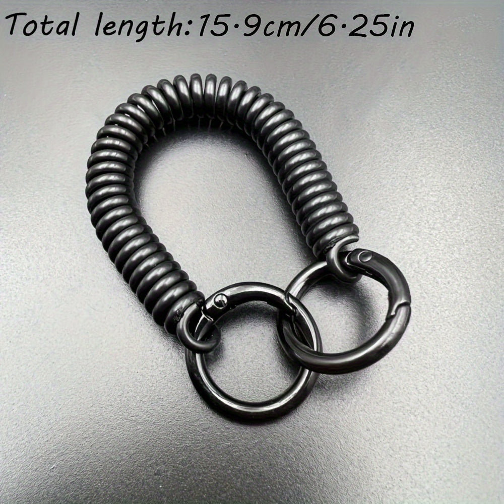 Set of 2 Vibrant Spring Coil Keychains with Dual Clasps, Phone Lanyard, Card Holder