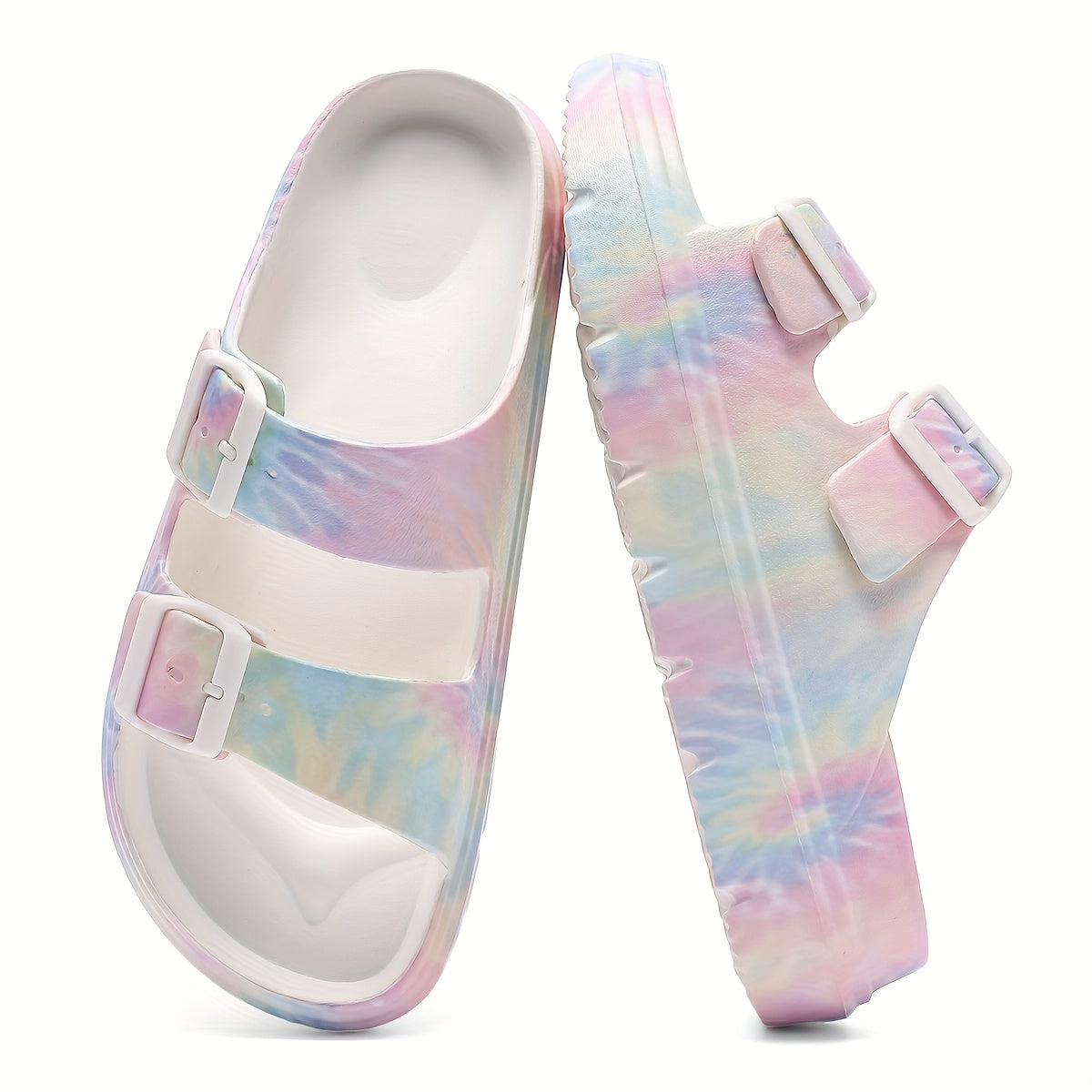 Women's Breathable Leopard Print Slide Sandals with Adjustable Buckles