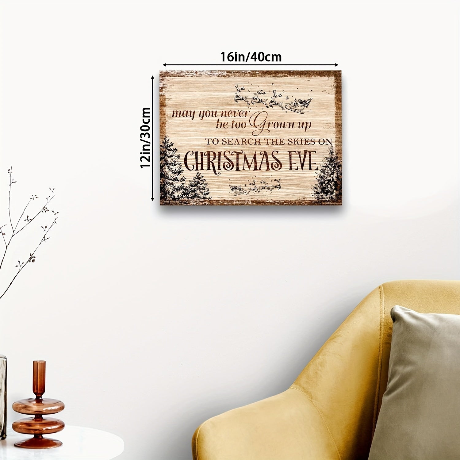 Farmhouse Christmas Wall Art Canvas Decor with Christmas Sign May You Never Be Too Grown Up to Search 30x40 cm Frameless House Decor