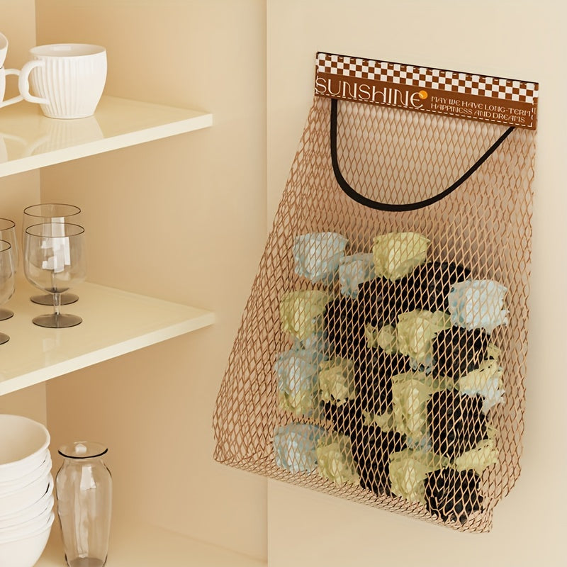 Large Capacity Wall-Mounted Mesh Bag for Kitchen Storage Reusable Hanging Organizer