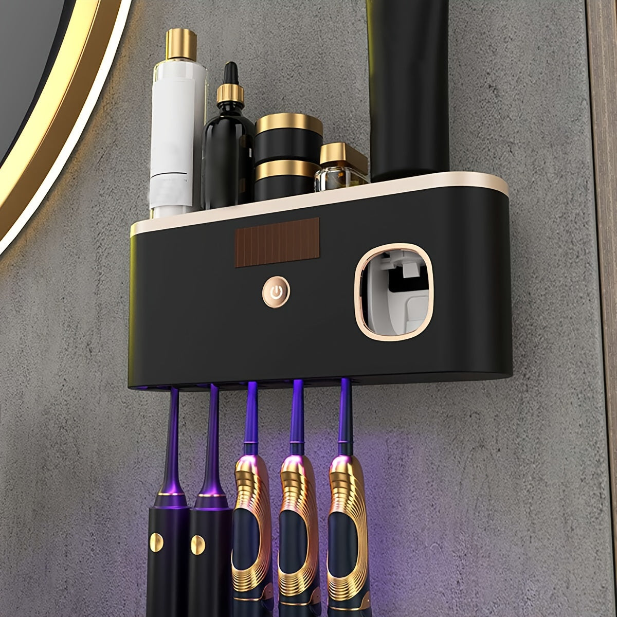 Wall-Mounted UV Toothbrush Holder with UV Sterilization and Rechargeable Battery