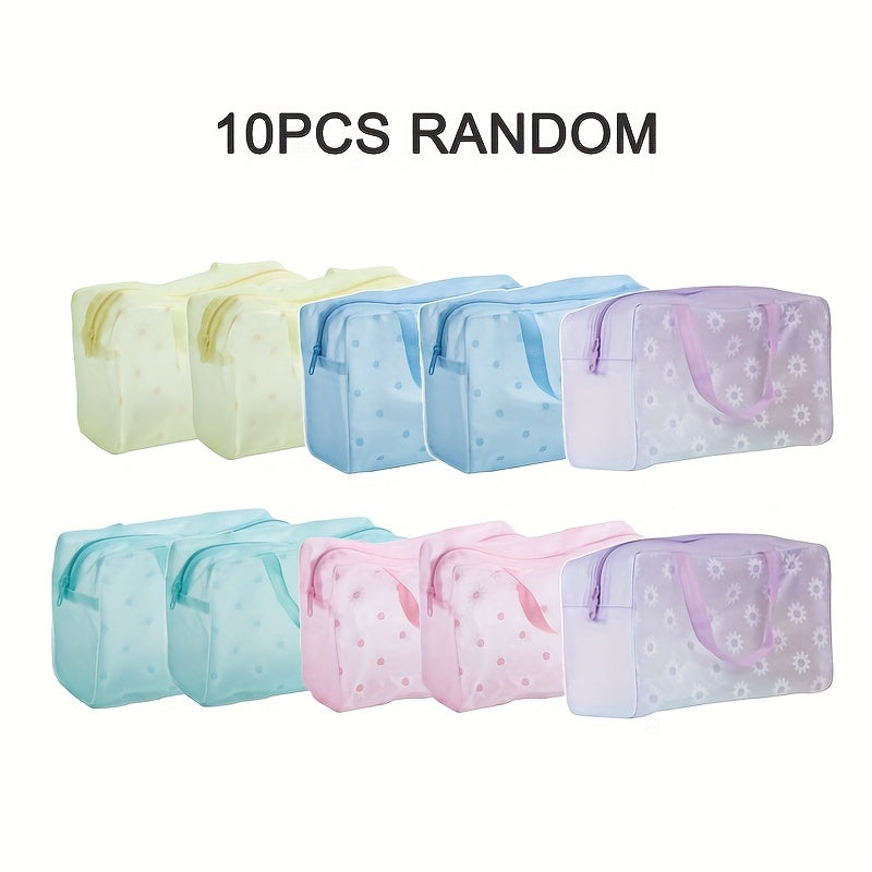 Set of 5 Colorful Transparent Frosted Waterproof Zipper Storage Bags for Kids Travel