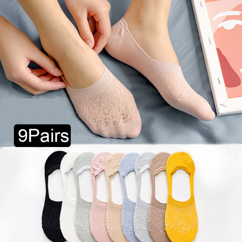 Women’s Invisible Boat Socks 9 Pairs Mesh Low Cut Socks for Women