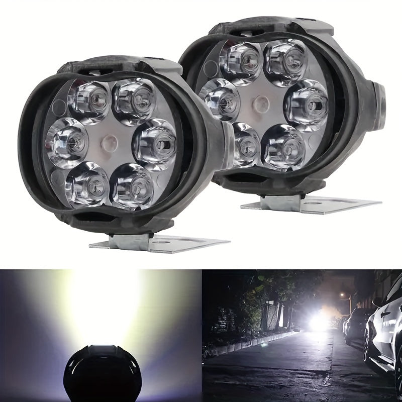 Motorcycle 6-LED Spotlights Pair Hardwired Work Lights for Vehicles
