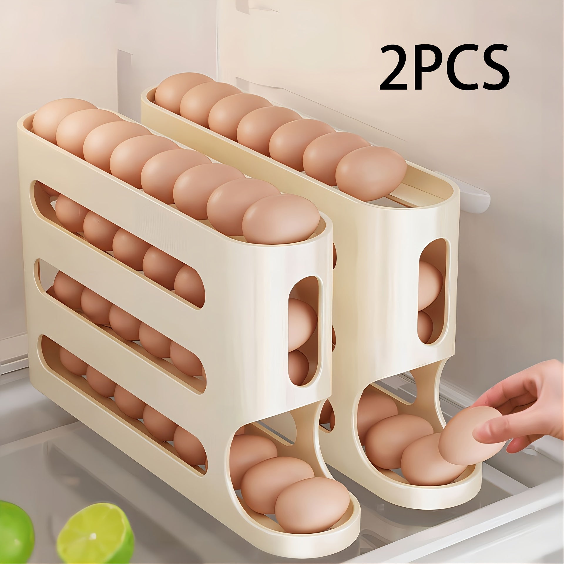 4-Tier Plastic Egg Holder Large Capacity Refrigerator Egg Storage Box