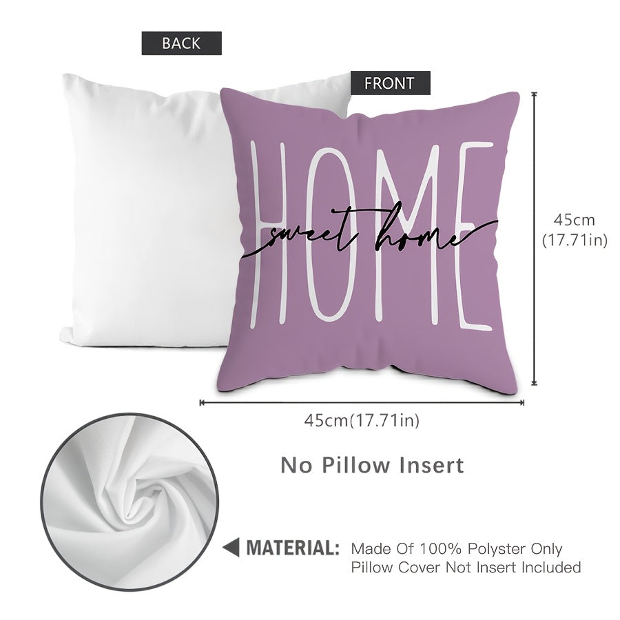 Purple Floral Pillow Cover 44.98cm Square Single-Sided Zip Washable for Couch Sofa Bed