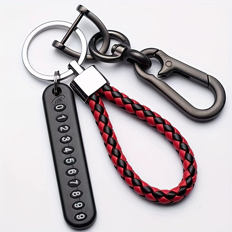 Alloy Keychain with Phone Number Tag Durable Non-Braided Universal Use