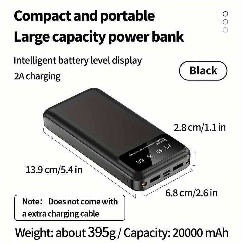 Портативный аккумулятор емкостью 20000mAh/10000mAh с LED-дисплеем, легкий и компактный. Совместим с устройствами iPhone/Android. Идеален для экстренных ситуаций.