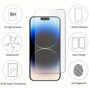 3-Pack Tempered Glass Screen Protectors for Apple iPhone HD Ultra-Thin Anti-Fingerprint Shatterproof