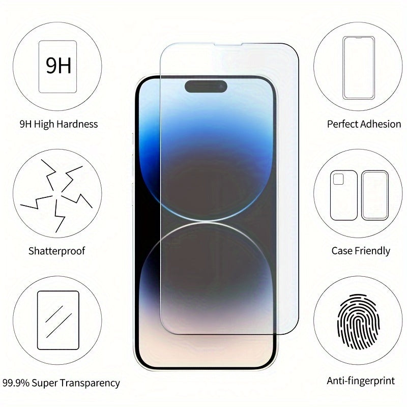 3-Pack Tempered Glass Screen Protectors for Apple iPhone HD Ultra-Thin Anti-Fingerprint Shatterproof