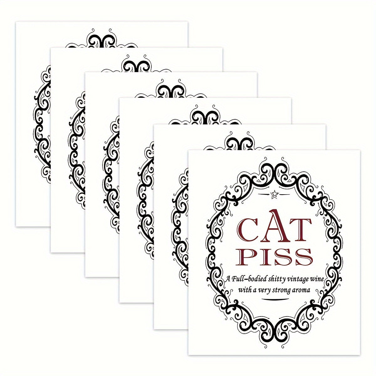Cat Piss Champagne Bottle Labels Waterproof Vinyl Stickers Black White Ornament Christmas Birthday Party