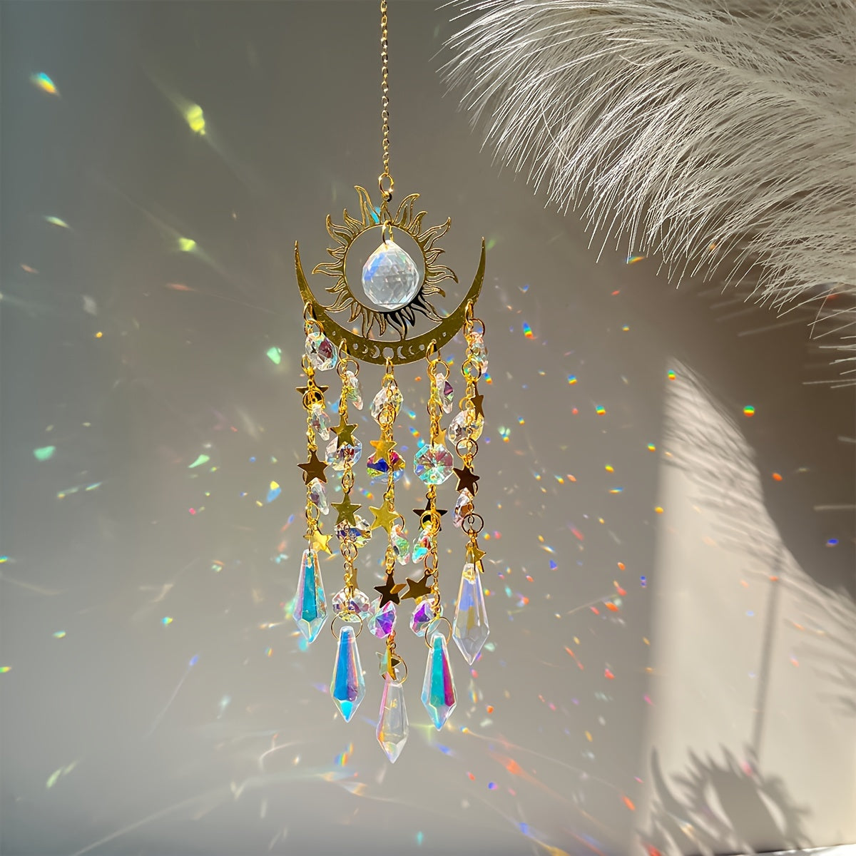 Cortina de cristal bohemio con colgante de prisma arcoíris para decoración de ventanas 1 pieza