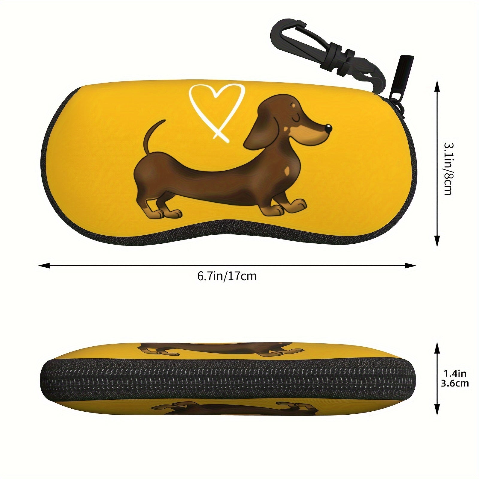 Neoprene Glasses Case with Dachshund Print Portable Eyewear Holder for Travel and Sports