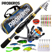 Complete Fishing Kit with Spinning Rod and Reel, Lures, Sinkers, Hooks, Camo Bag