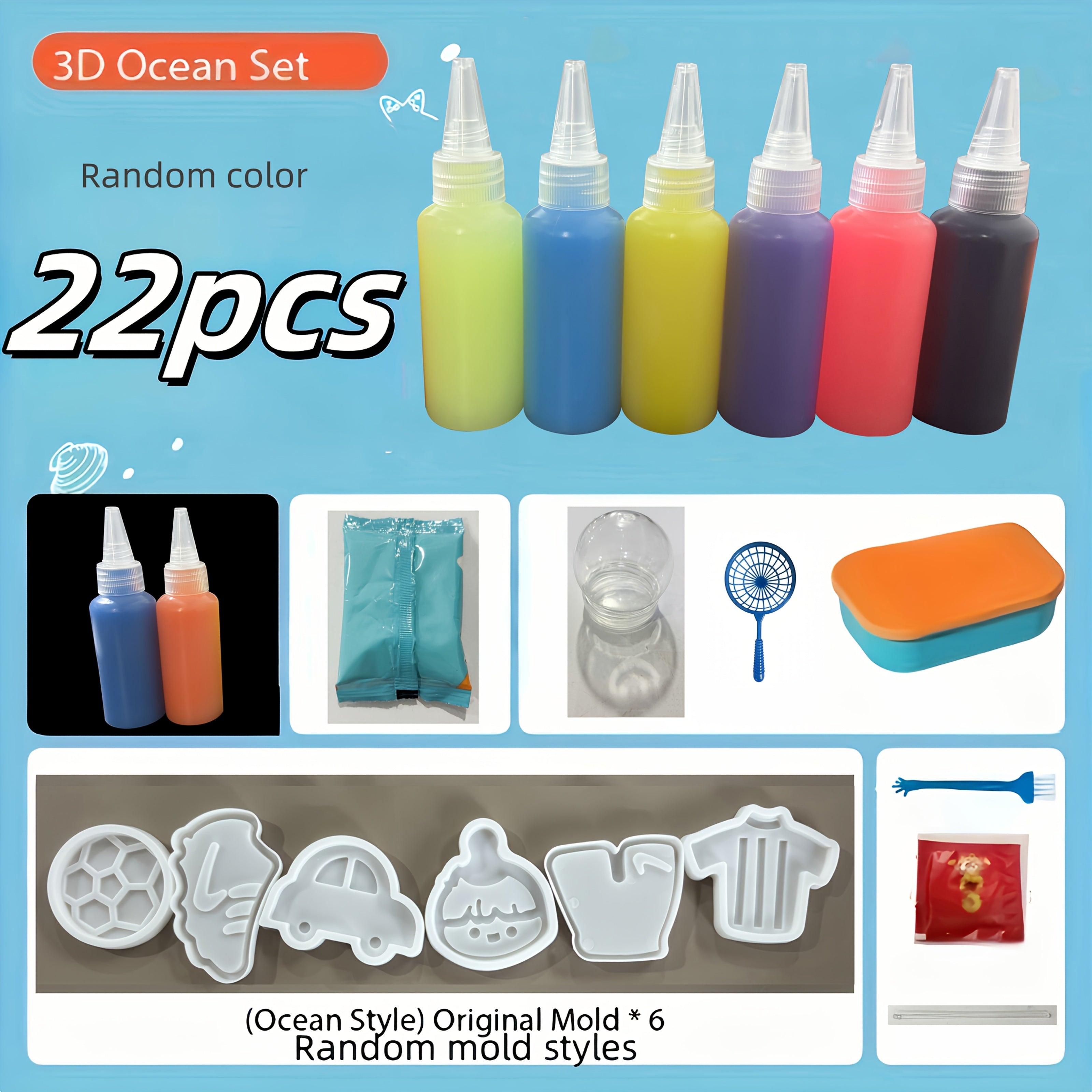 22 набора материалов для изготовления, включая коробки для хранения, игрушки Водяного Эльфа, материалы для рукоделия и мультяшные формы для детей от 6 лет и старше