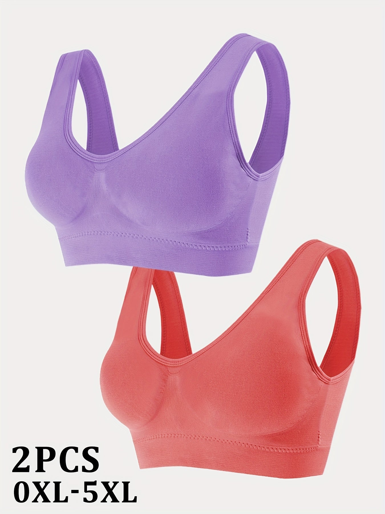 Women's Sports Bra Non-Steel Ring High Support Yoga Running 2 Pack