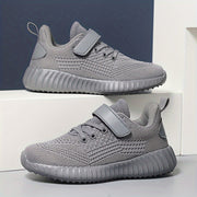 Boys Breathable Knit Running Shoes Low Top with Hook and Loop Fastener for Outdoor Jogging