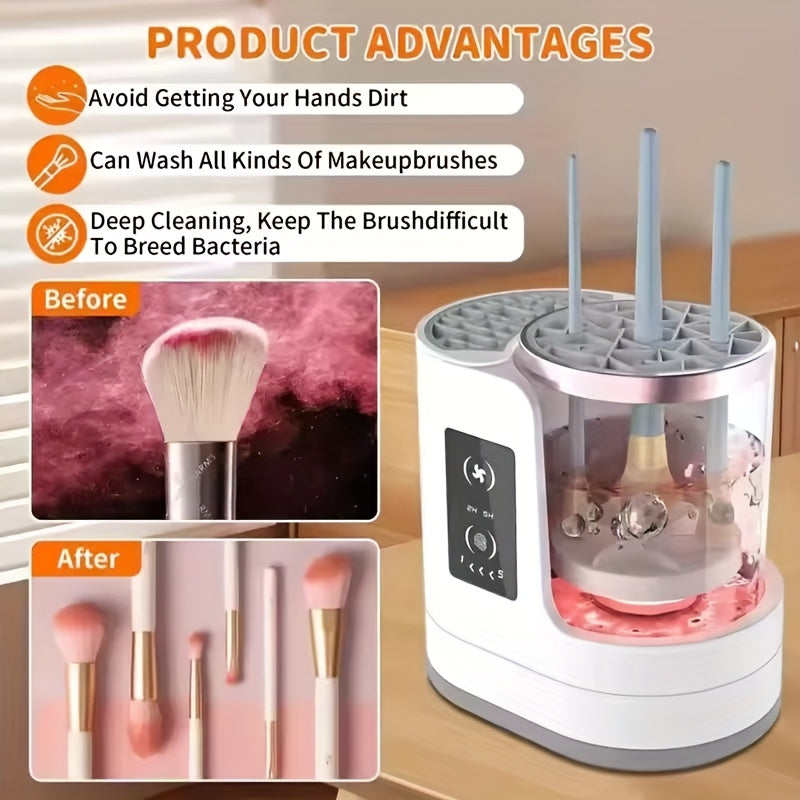USB Electric Makeup Brush Cleaner UV 3-in-1 Automatic Cosmetic Brush Washing Tool