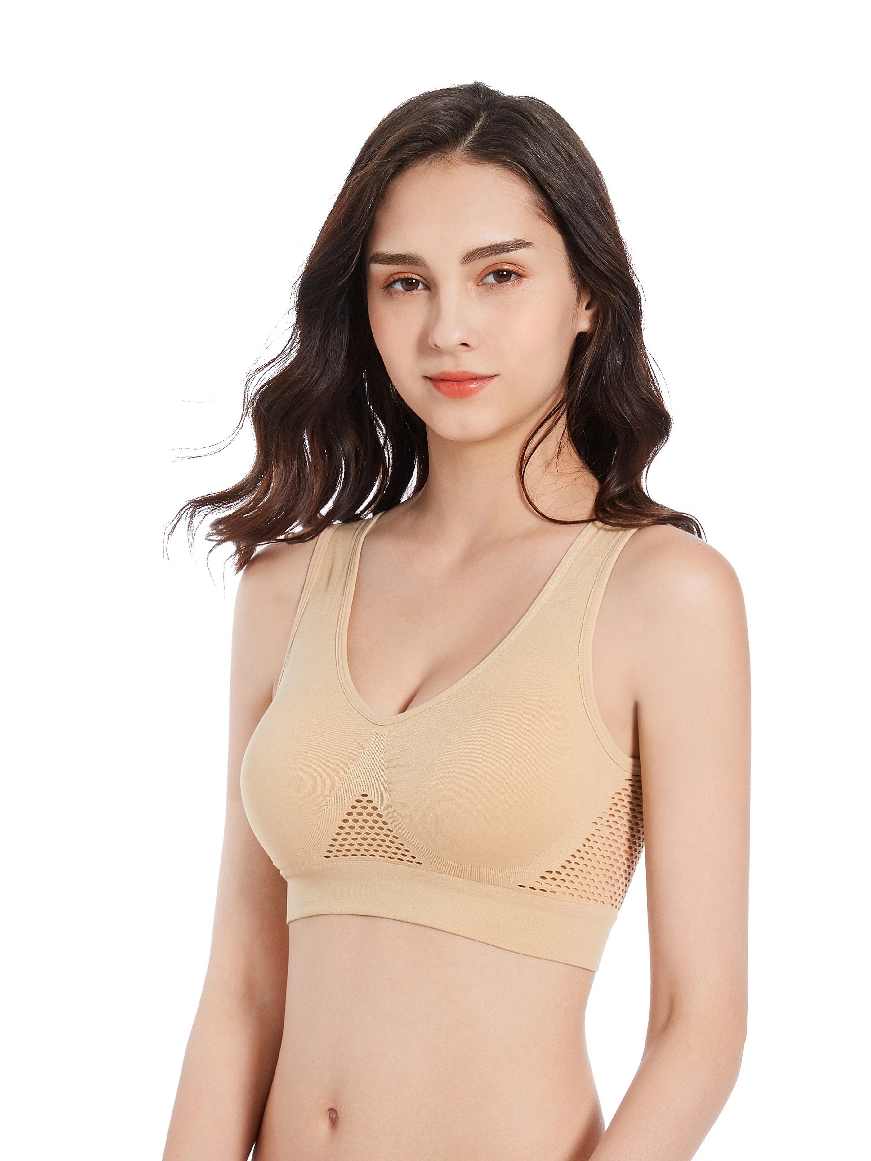 Women's Wireless Sports Bras for Running Breathable and Comfortable Pack of 3