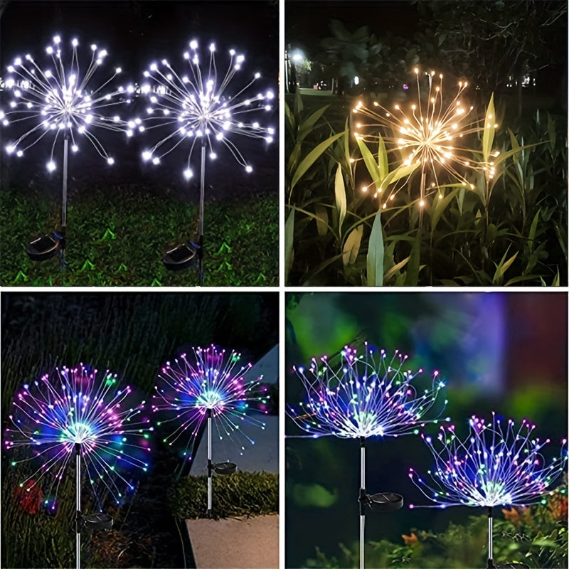 Luces de fuegos artificiales solares con 8 modos, decoración de jardín solar de 200 LED, a prueba de agua IP65