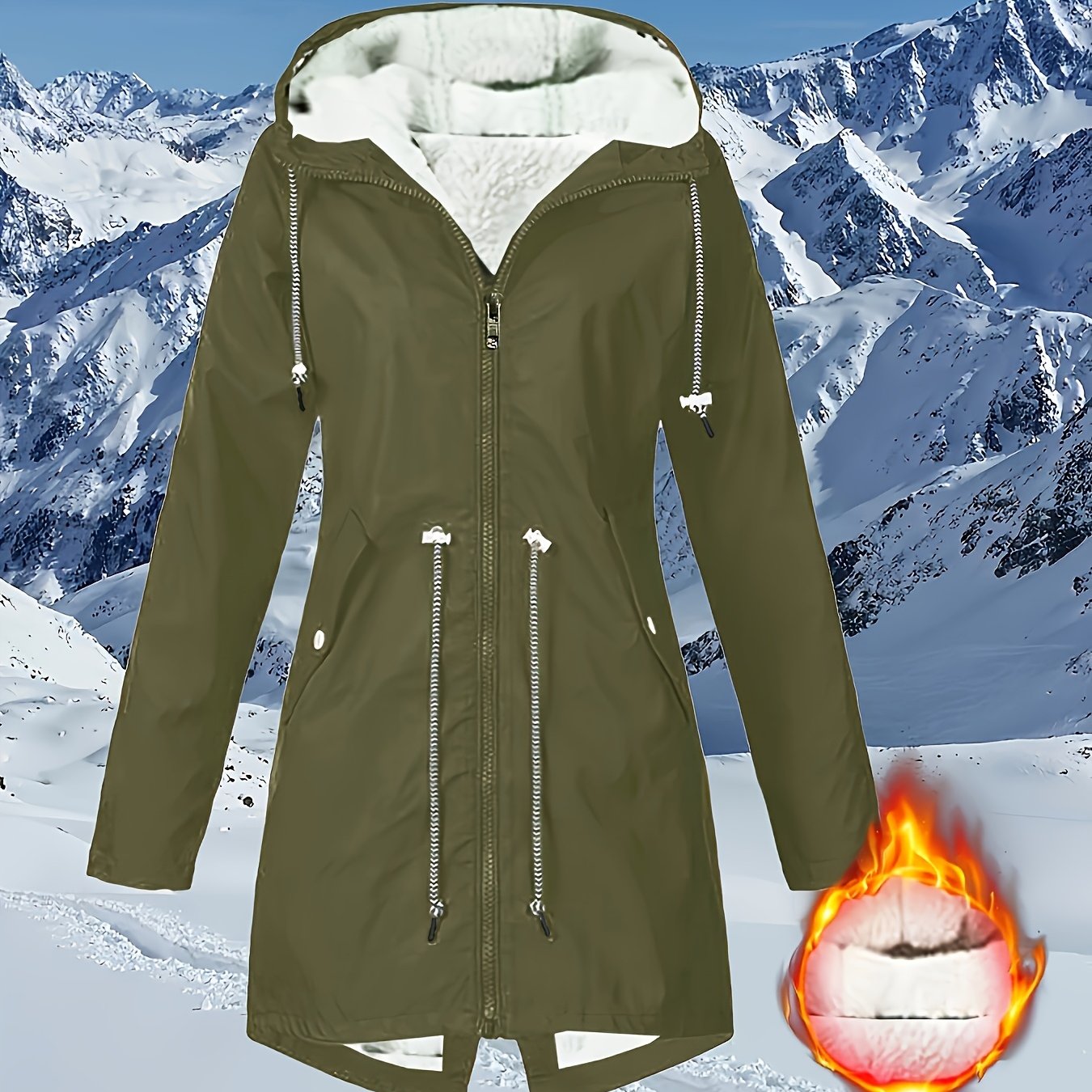 Katta o'lchamlar uchun qishki trench palto 100% polyesterdan tayyorlangan, cho'zilmaydigan bir rangli mato. Chiqish ipi detali va uzun uzunlikka ega.