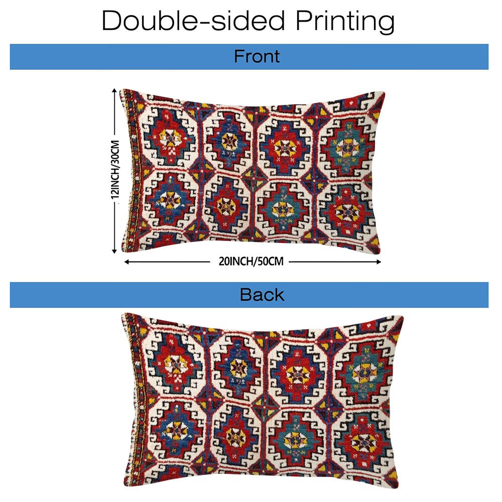 Set of 2 Anatolian Village Print Pillow Covers 50.8x30.5 cm Polyester Rectangular Decorative Cushions