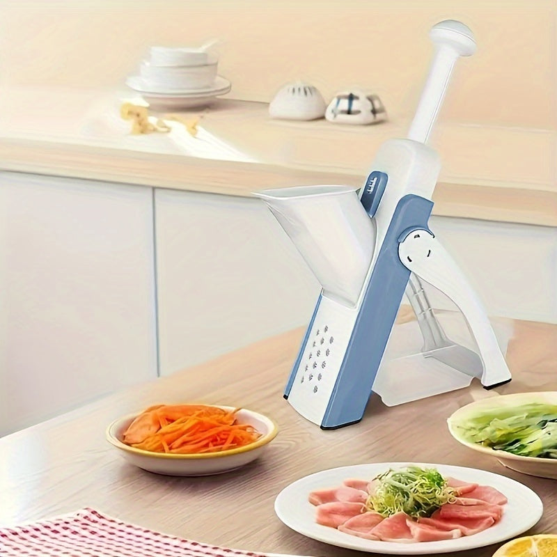 Manual Vegetable Chopper Slicer with Interchangeable Stainless Steel Blades for Fruits and Vegetables