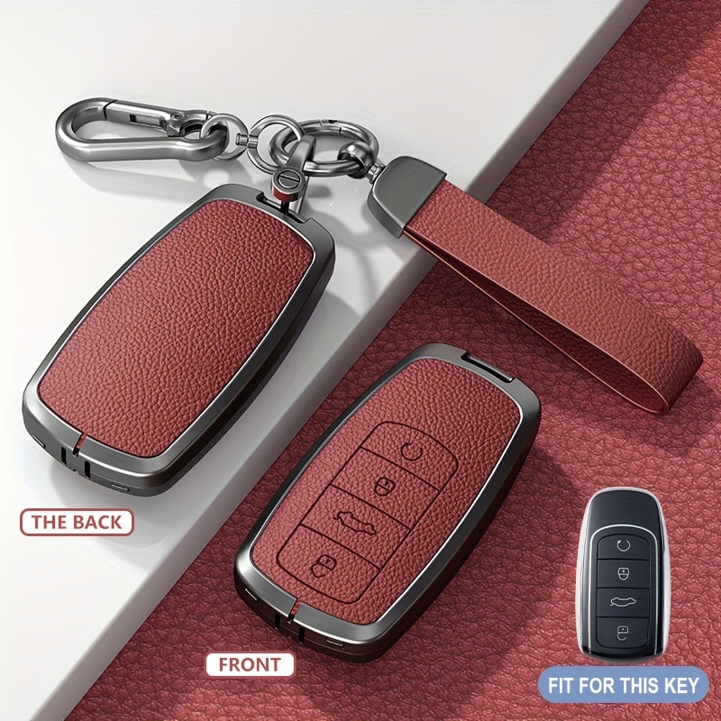 Universal TPU Car Key Cover Protector Red Textured Zinc Alloy Shell