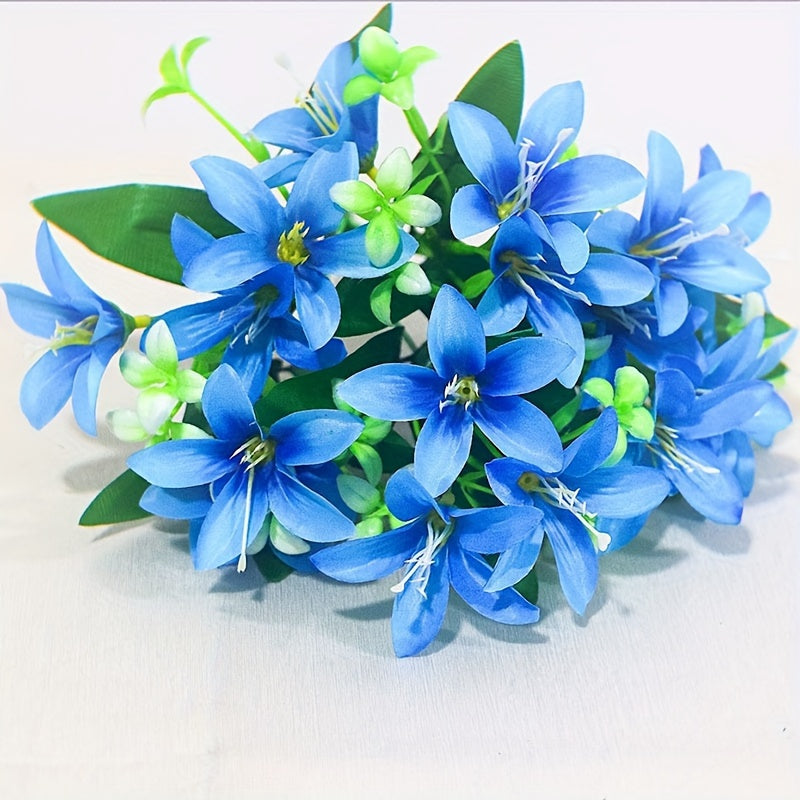 Ramo de lirios artificiales con 18 cabezas, azul y blanco, decoración para bodas, hogar y accesorios para fotografía