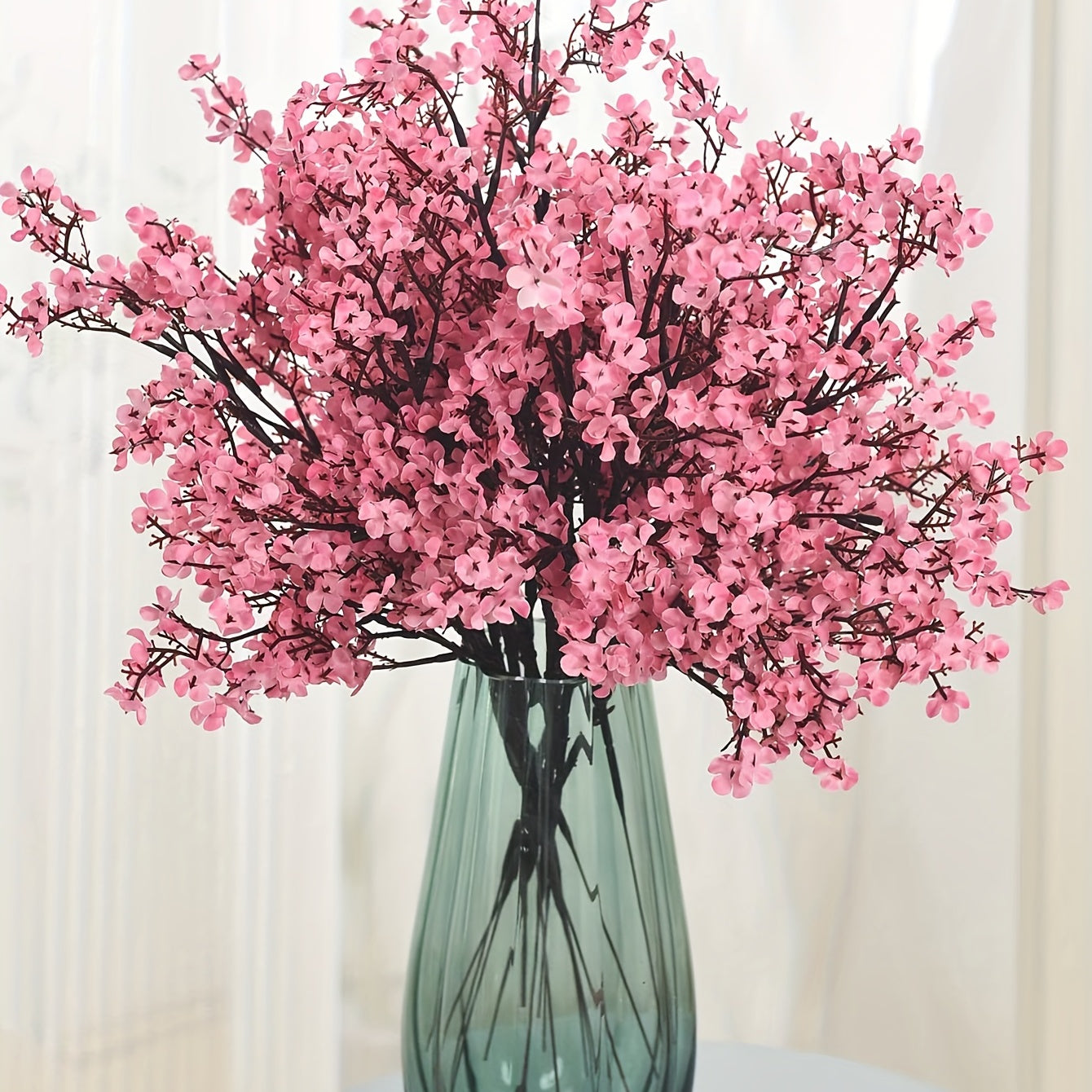 3 искусственных цветка, один стебель, дизайн 'S Breath', идеально подходит для украшения дома, свадьбы, Нового года и дня рождения. Реалистичная имитация зеленых растений.