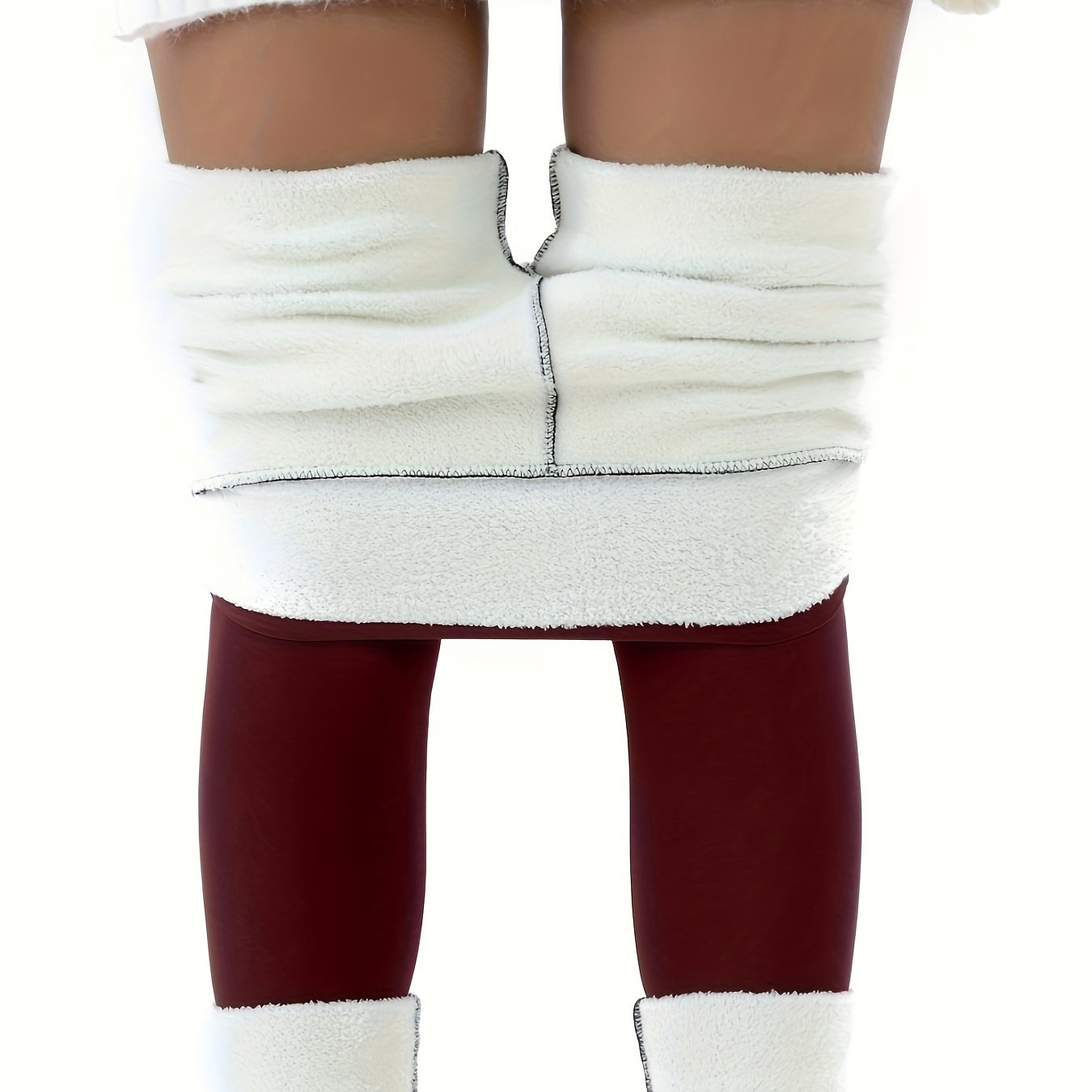 Leggings térmicos con forro de felpa para mujer, de cintura alta, ajuste ajustado, ropa de exterior de invierno