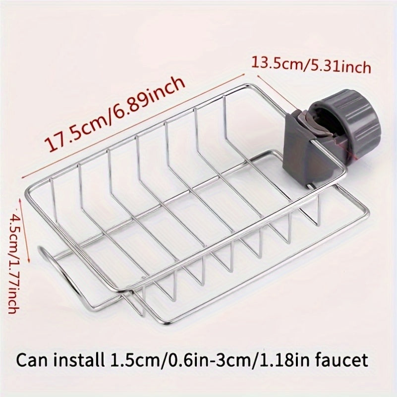 Adjustable Stainless Steel Sink Caddy Organizer with Drainage and Accessories
