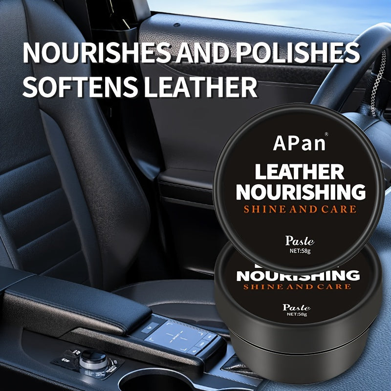 Leather Nourishing Shine and Care Paste 58g for Car Interiors Furniture Shoes Boots Bags