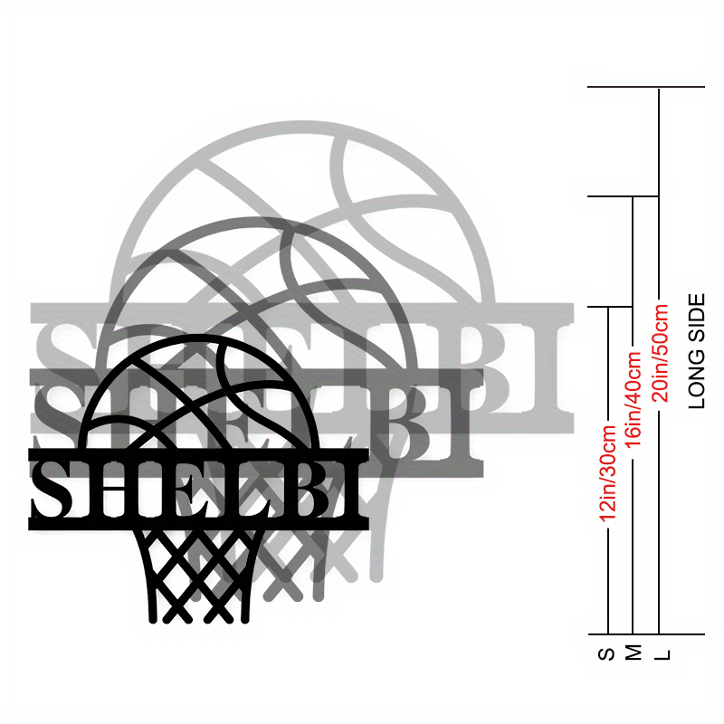 Personalized Black Iron Basketball Hoop Wall Art for Home Bar or Game Room Decor