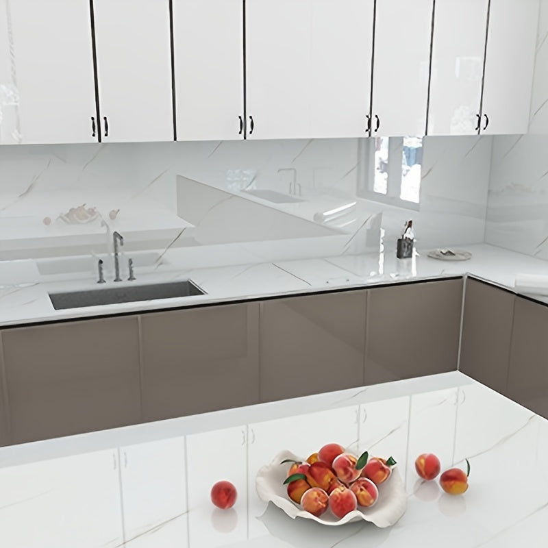 Papel tapiz autoadhesivo de patrón mármol blanco, resistente al agua y a la grasa, para encimeras y cocinas