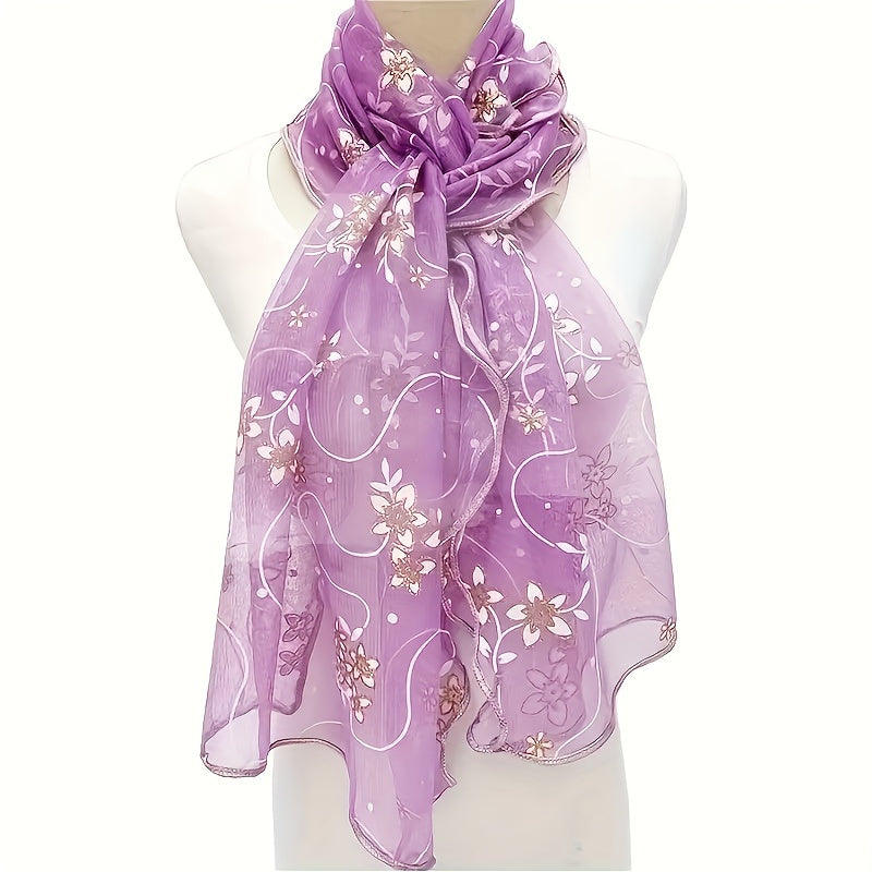 Bohemian Style Floral Embroidered Lightweight Shawl Wrap for Travel and Outdoor Use