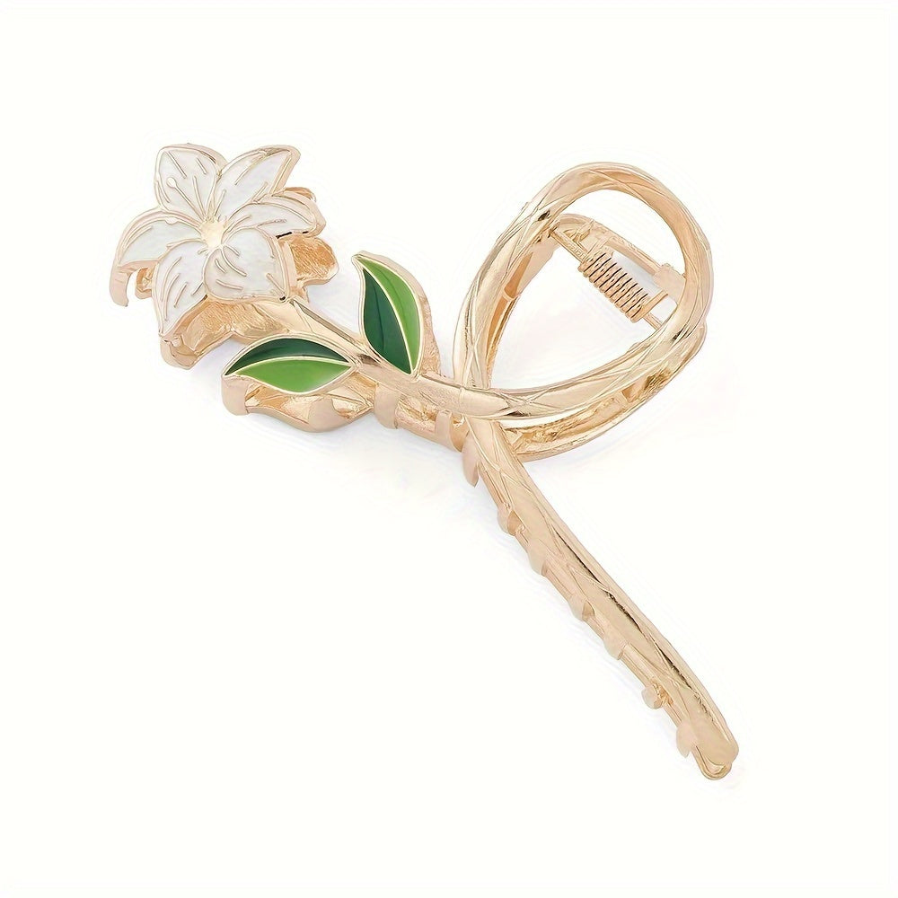 Girls Metal Lily Flower Hair Claw Romantic Hair Accessory Elegant Hair Clip