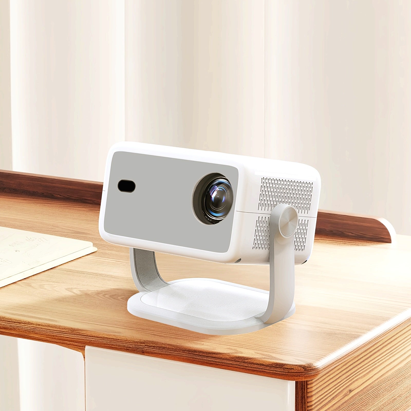 Portable Video Projector White Grey 1080P FHD for Home Theater Ceiling