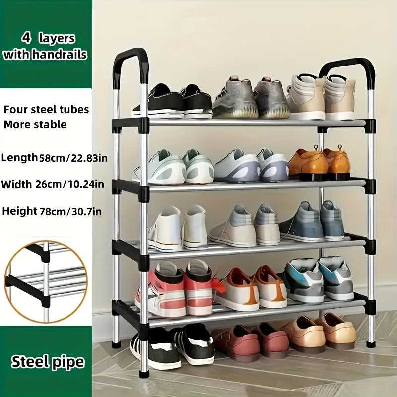 Multi-Layer Shoe Storage Organizer with Plastic and Metal Materials