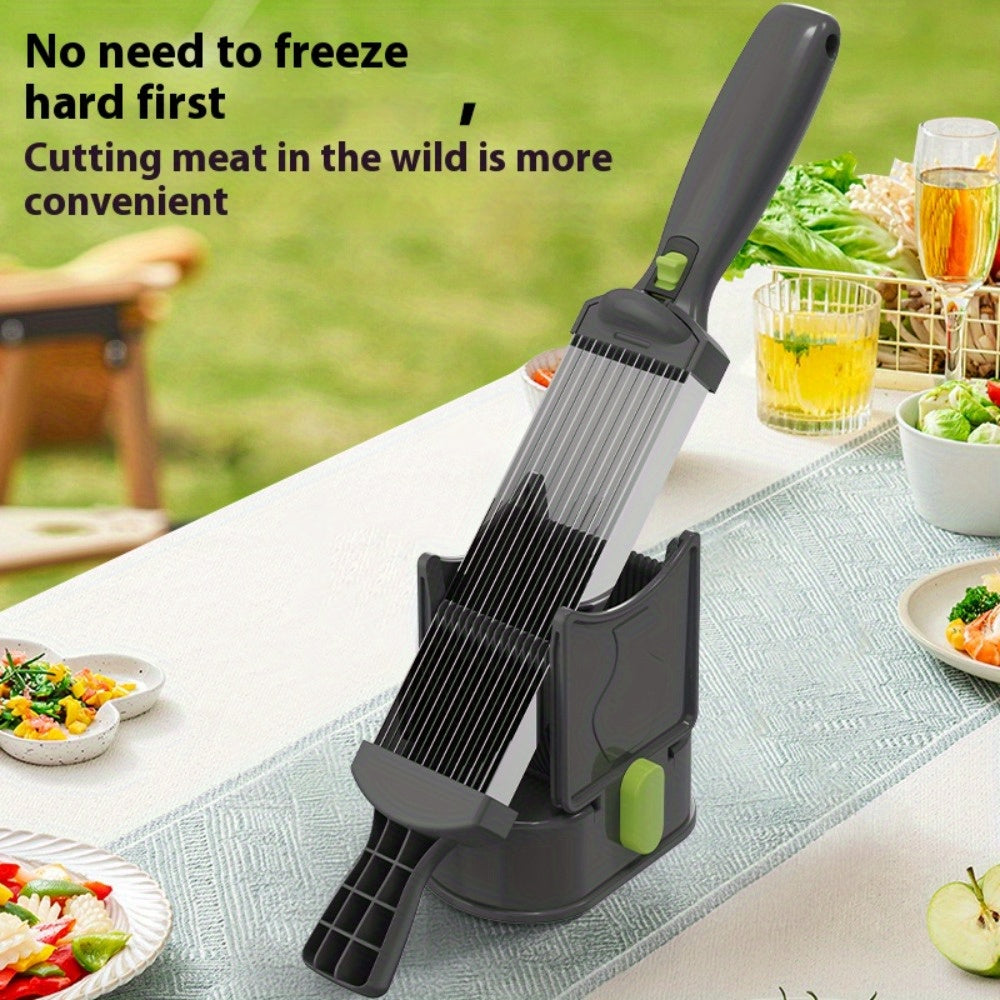 Batareya talab qilmaydigan qo'lda go'sht kesgich to'plami mol, losos, qo'y go'shti va sabzavotlarni kesish uchun. Pishirish, shashlik va issiq taomlar uchun mos.