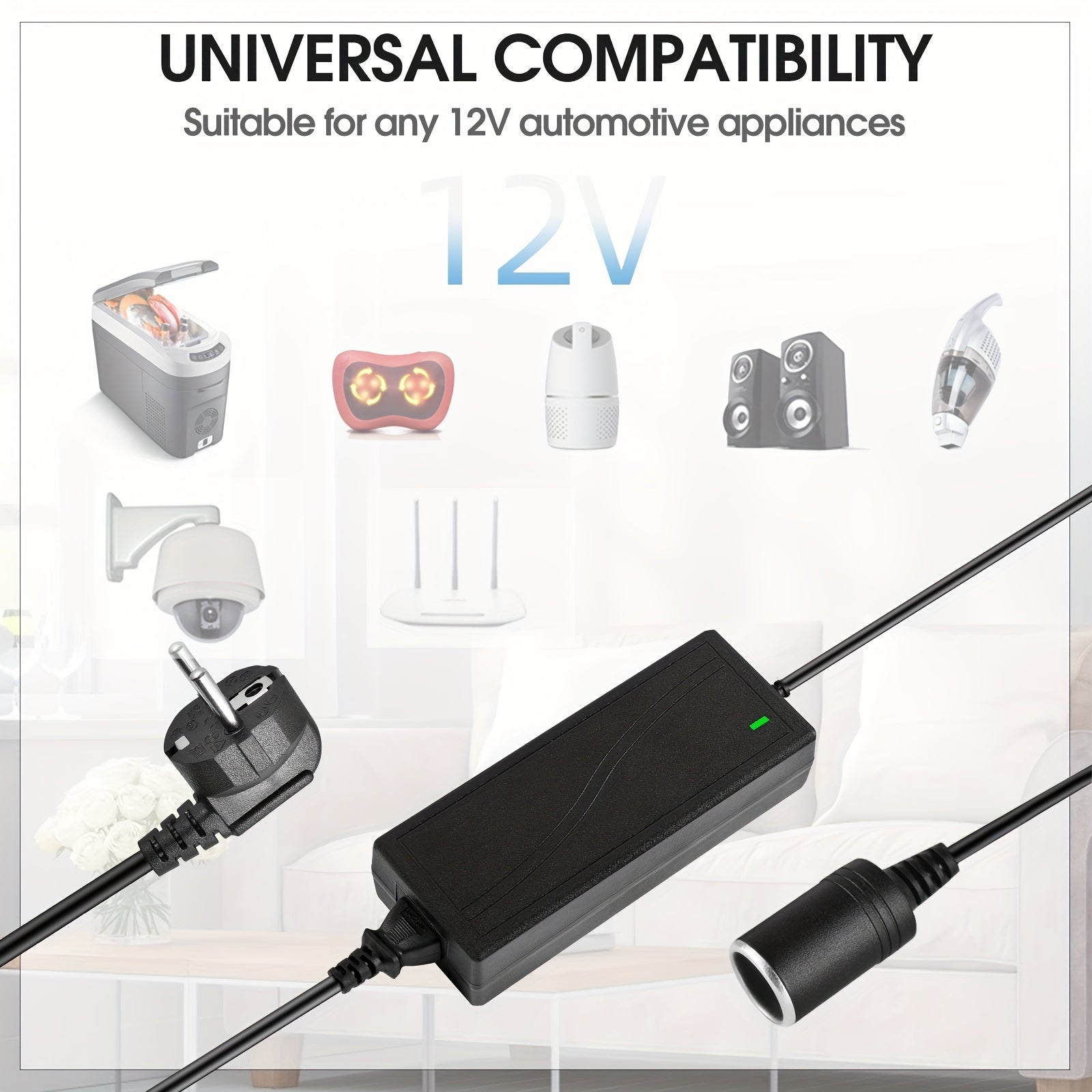 European Standard Power Adapter 12V 5A AC to DC Converter for Car and Household Devices