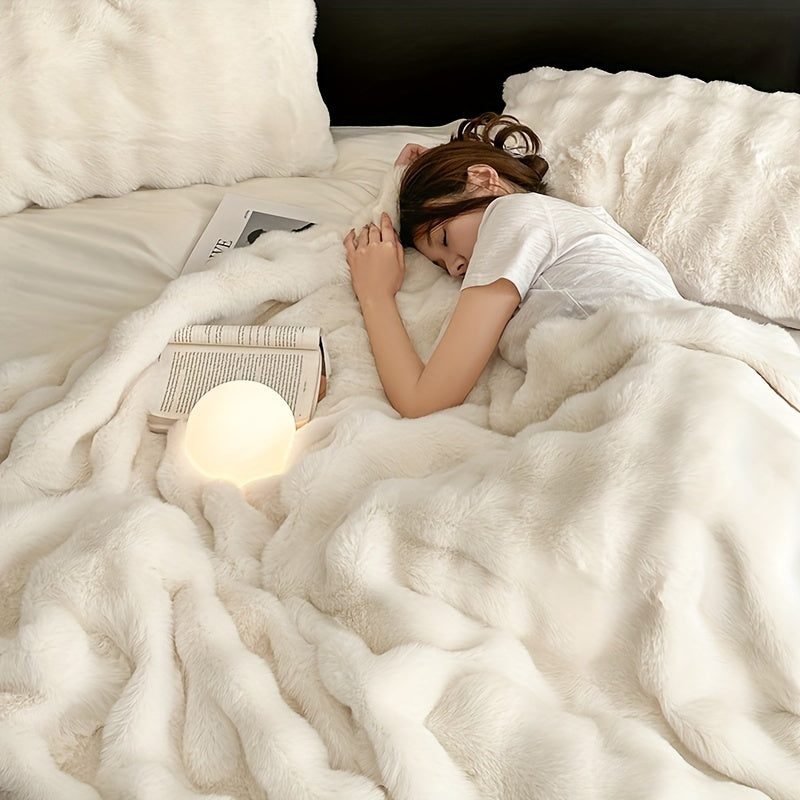 Faux Fur Throw Blanket Snowy White Soft and Comfortable for Home Decor