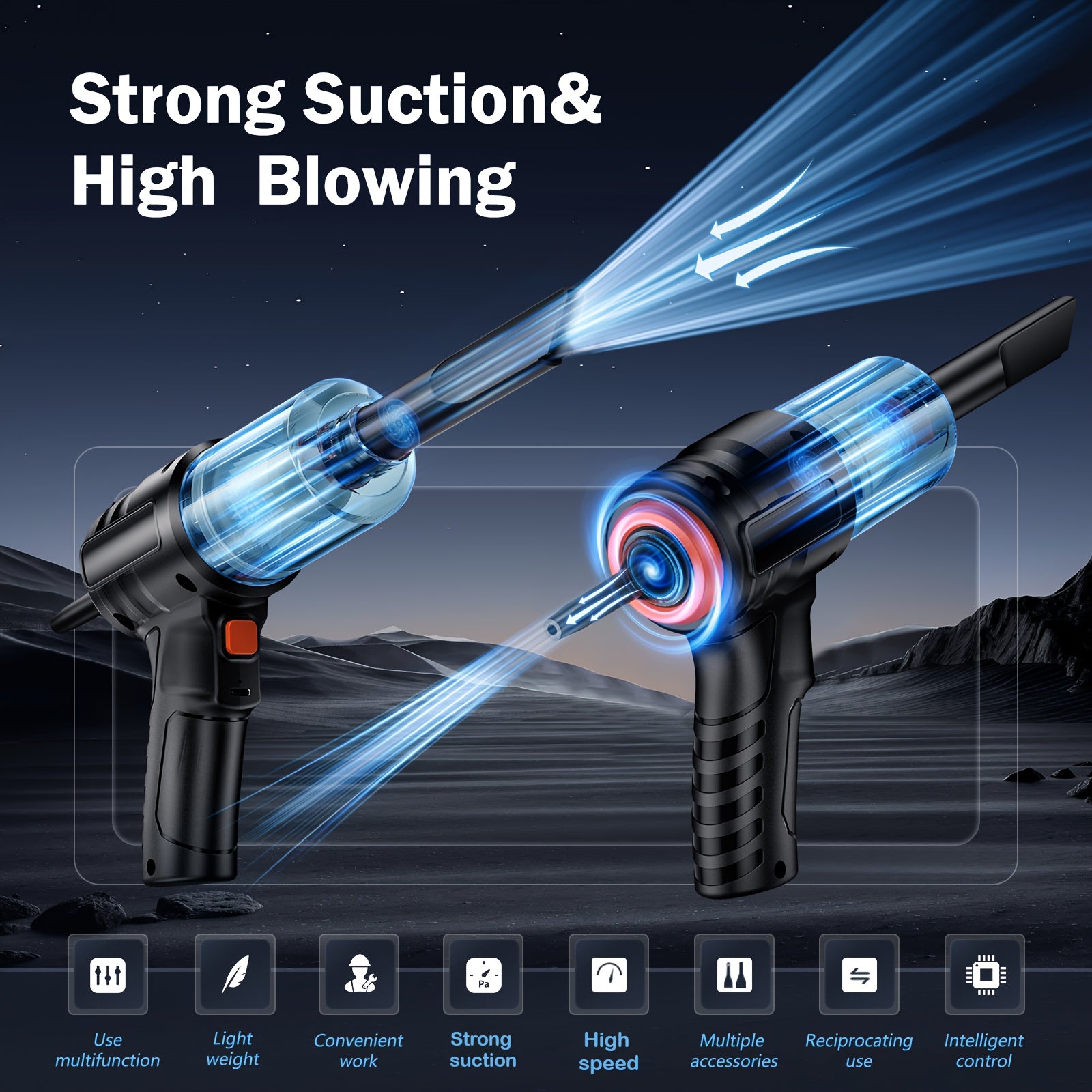 Wireless Handheld Vacuum Cleaner with Large Capacity Battery and Accessories