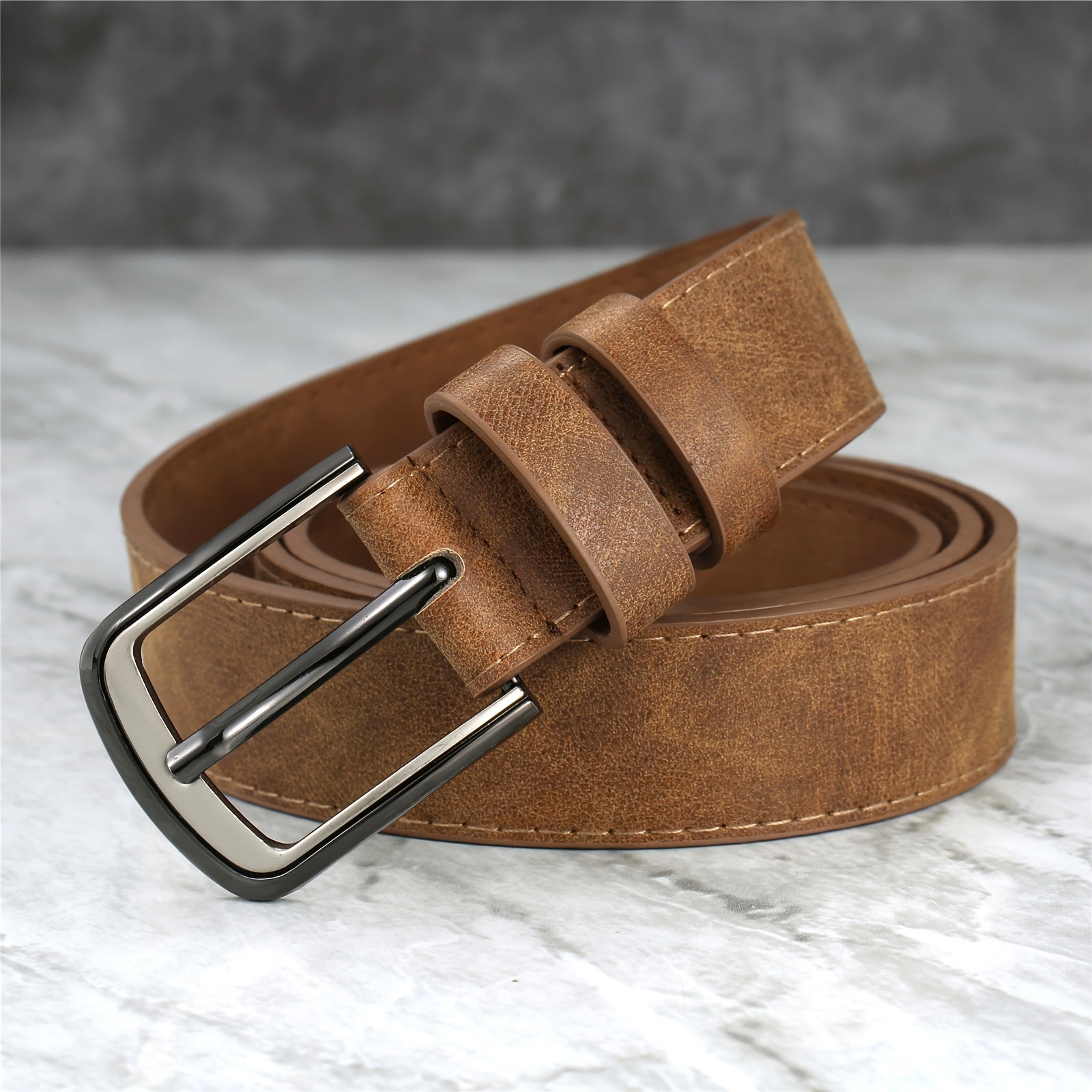 Men's Wide Stitching Belt with Alloy Buckle for Jeans and Trousers Casual Large Size