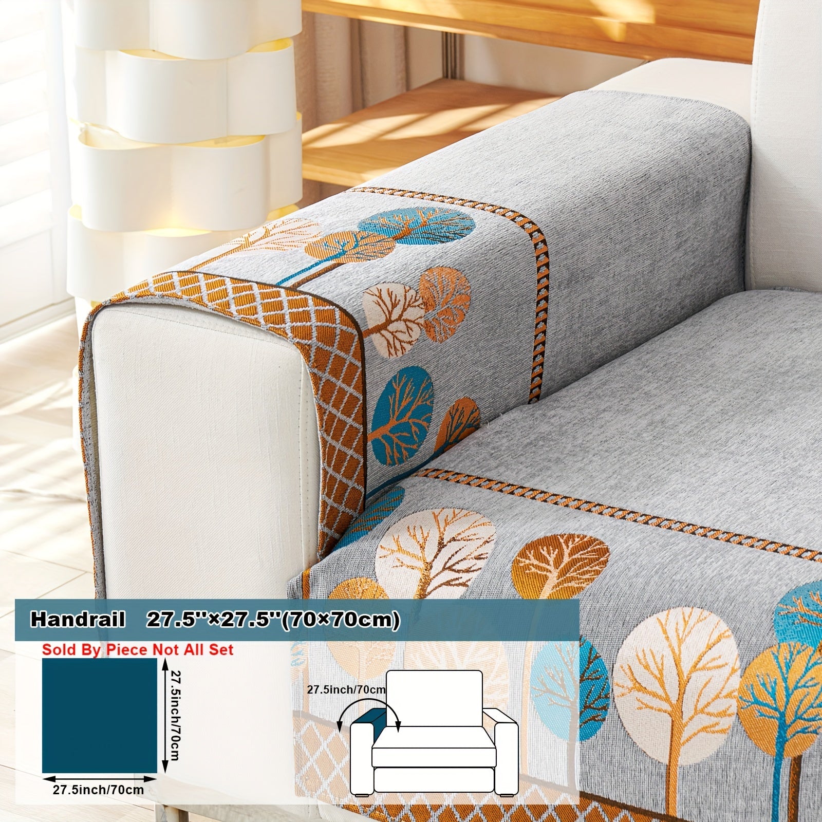 Boho Style Sofa Cushion with Moon and Tree Design Chenille All-Season Pet-Friendly Soft Modern