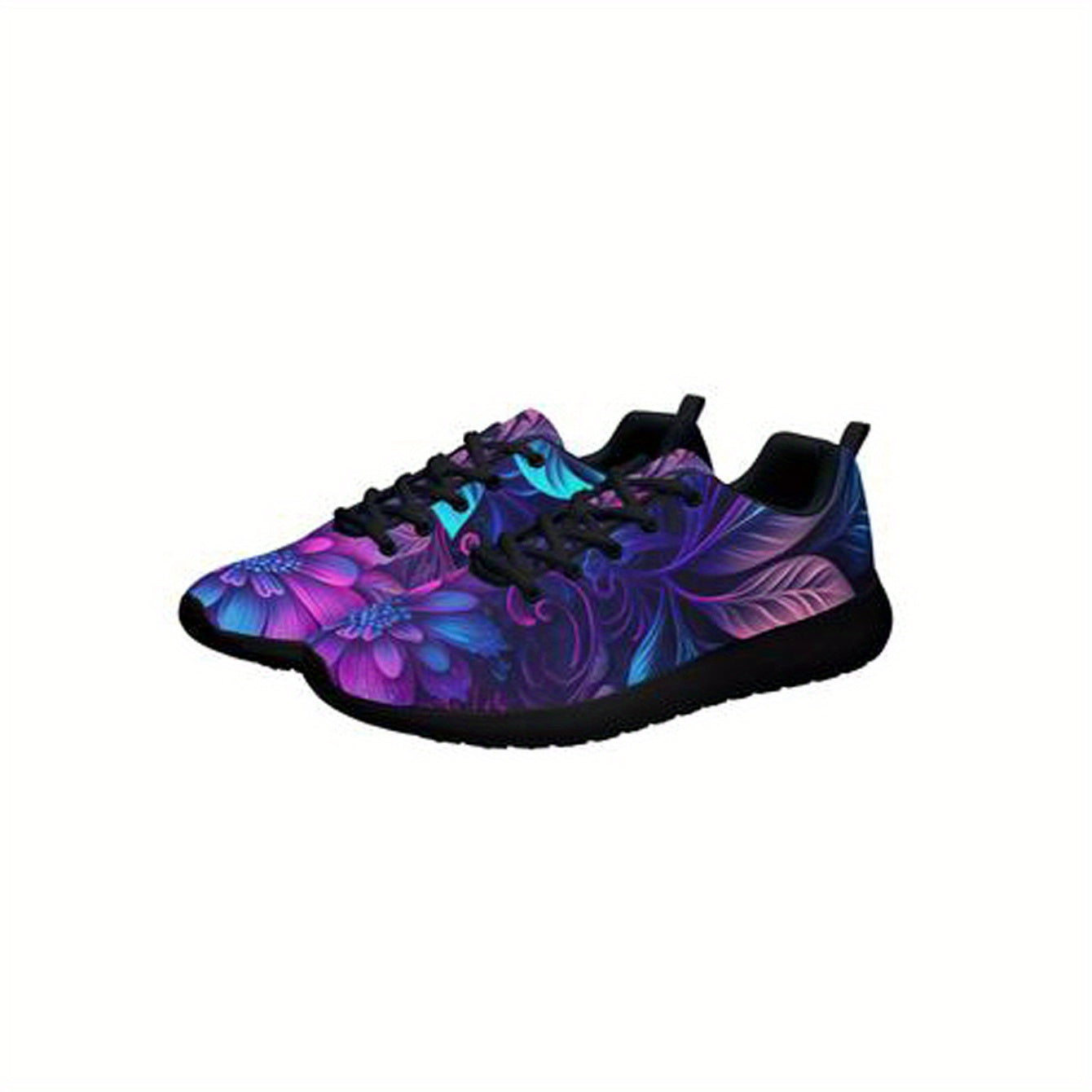 Women's Flower Pattern Sneakers, Lace-Up Outdoor Shoes, Platform Style