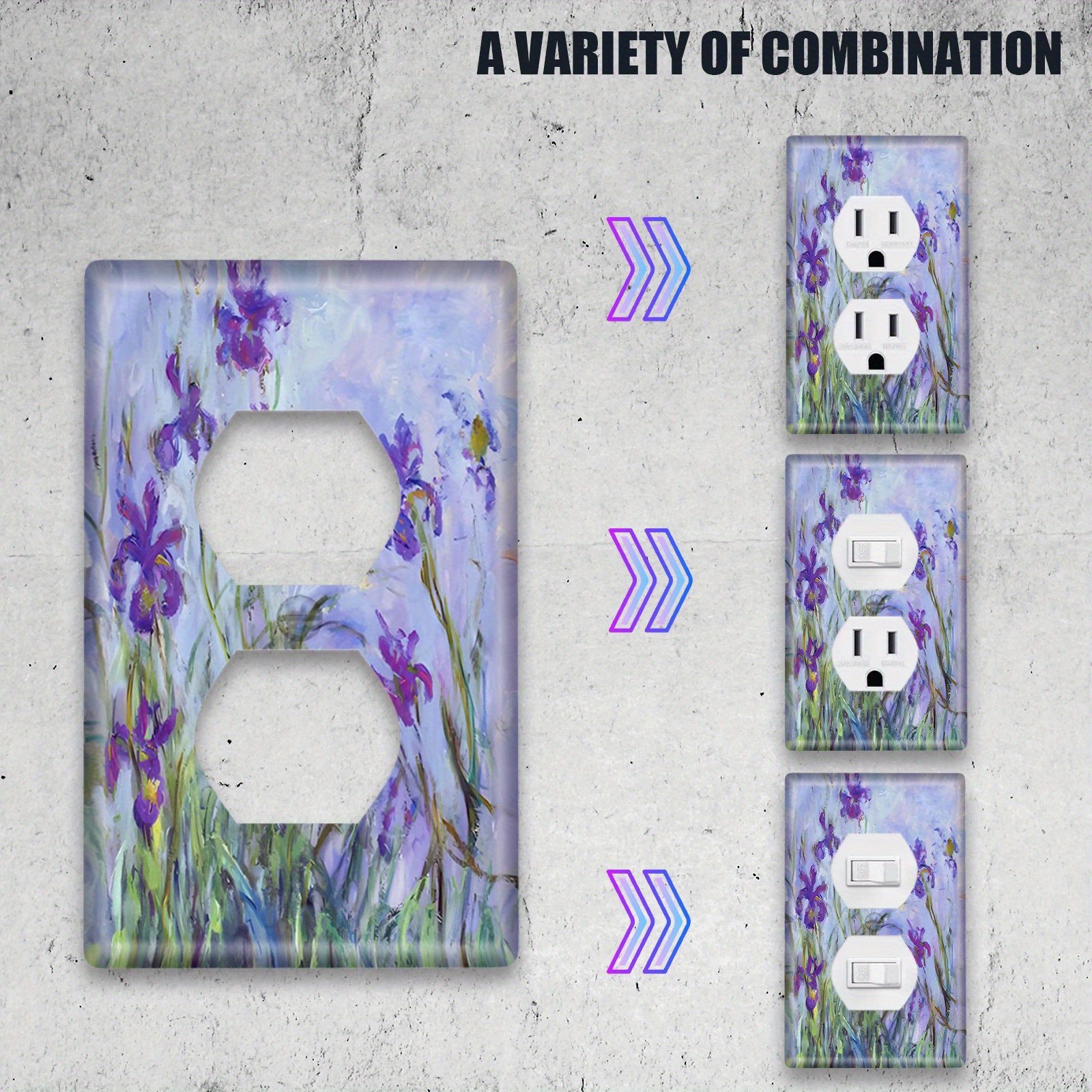 Monet Iris san'at bosma yoritgich qopqog'i ichki/tashqi foydalanish uchun, yotoqxona yoki oshxonada oson o'rnatiladi.