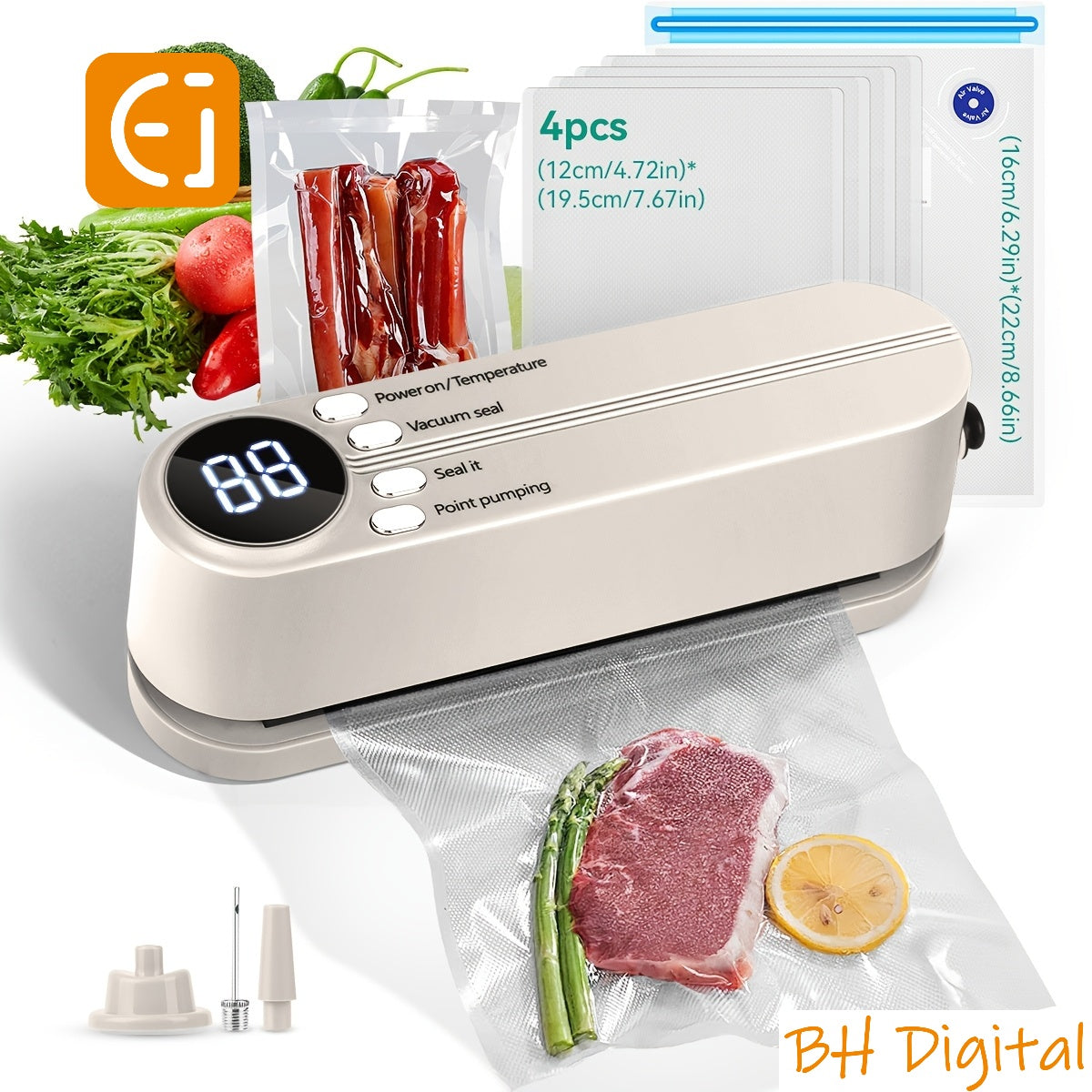 Portable food sealing machine 1200mAh automatic sealing system USB rechargeable for kitchen outdoor