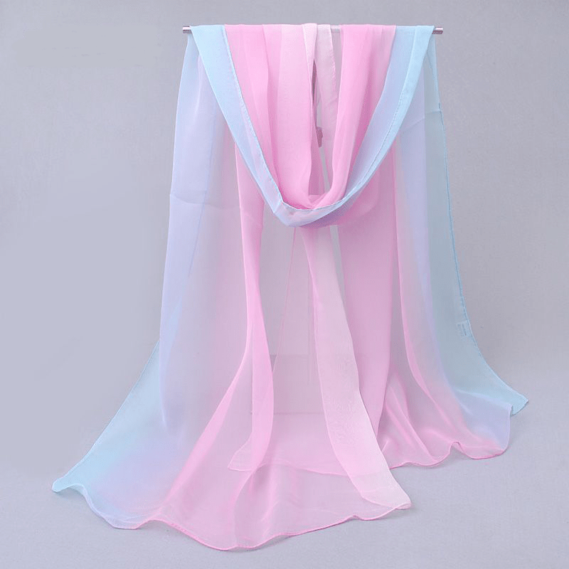 Women's Chiffon Scarf Gradient Color Lightweight Sun Protection Shawl Wrap