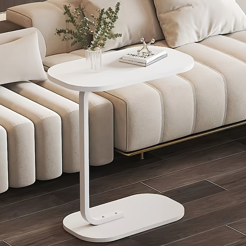 Walnut Sofa Side Table with Black Frame, Space-Saving End Table for Living Room or Bedroom